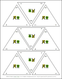 Tri-cornered Multiplication Fact Cards through 15s - Half a Hundred