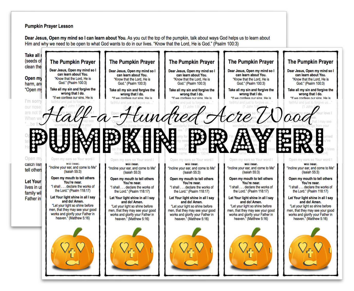 The Pumpkin Prayer Bookmarks And Lesson Printable Half A Hundred Acre Wood The Pumpkin Prayer Bookmarks And Lesson Printable Half A Hundred Acre Wood