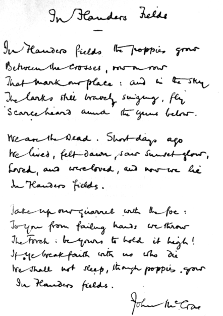 In Flanders Fields Handwritten