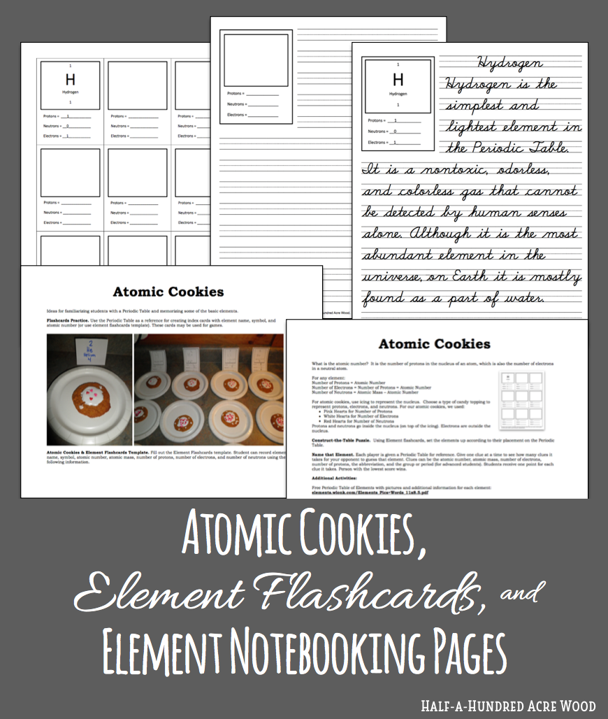element flashcards activities and notebooking pages half a hundred acre wood